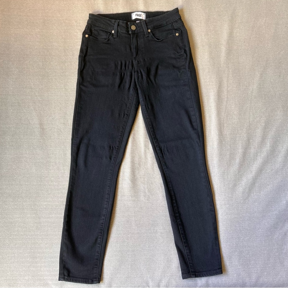 Paige Jeans Womens 27 Verdugo Ankle Dark‎ Black Denim Stretch Ankle Made in USA